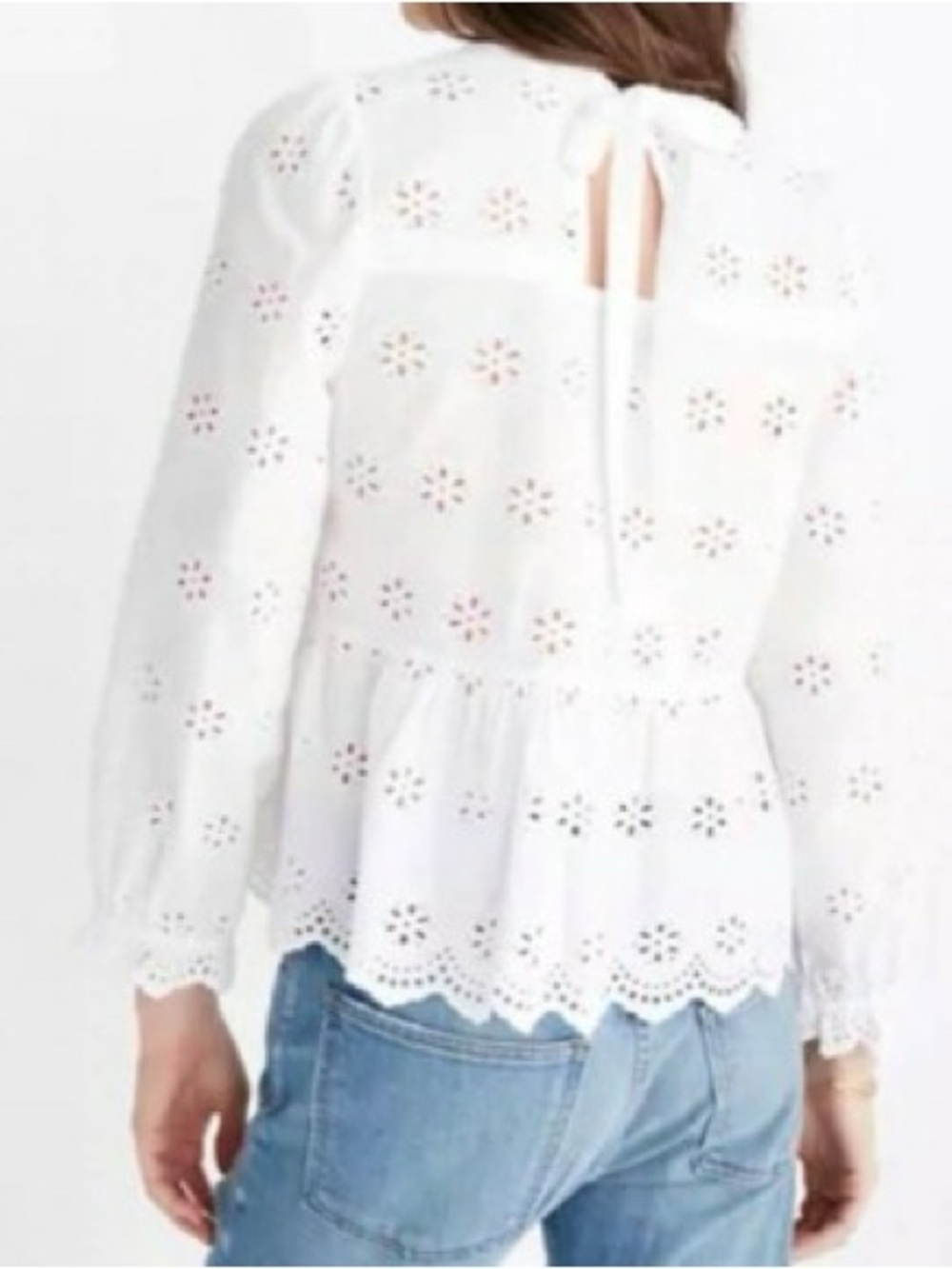 Madewell White Eyelet Keyhole Peplum Top - Picture 5 of 10